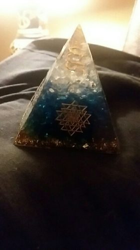 Blue Glass Hand Made Orgone Resin Pyramid photo review