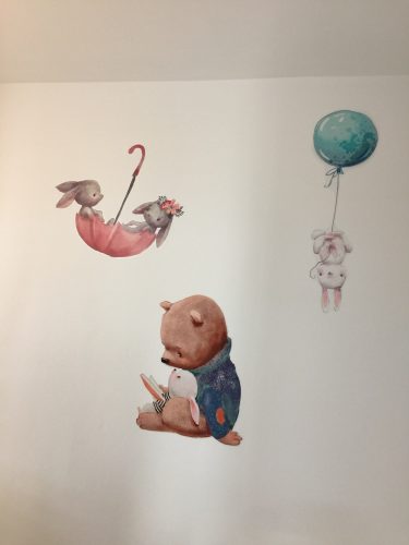 Watercolor Bunny Wall Sticker For Nursery And Daycare photo review