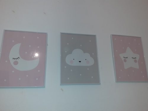 Pink Nursery Poster With Moon Cloud Star photo review