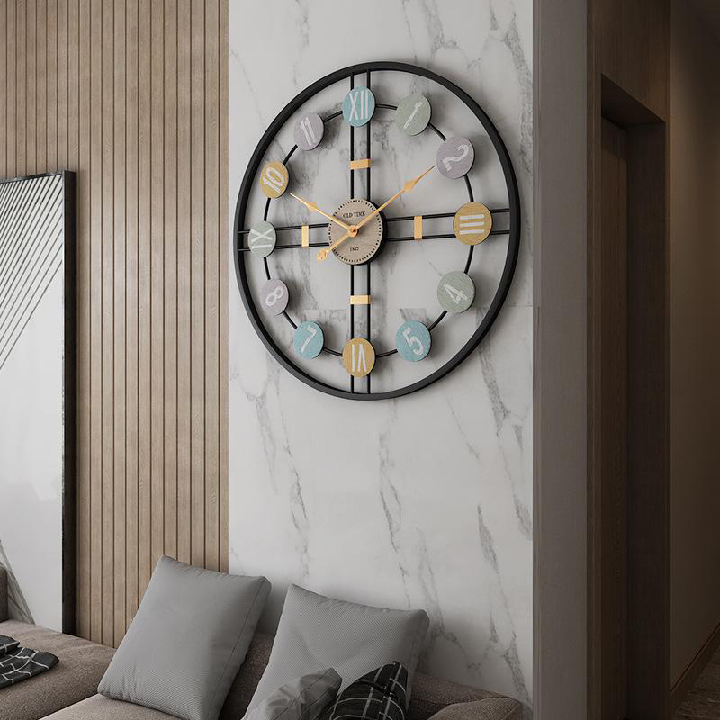 3D Retro Nordic Wall Clock Metal Roman Numeral DIY Decor Luxury Wall Clock For Home LivingRoom 5