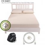 Grounded Bed Sheet with 2 Pillow Cases by conductive silver cotton fabric 400TC with grounding cord 3