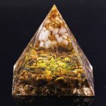 Handmade White Crystal Tree Of Life Orgone Pyramid Tiger Eye Stone Healing Orgonite Pyramid Resin Ornaments 1
