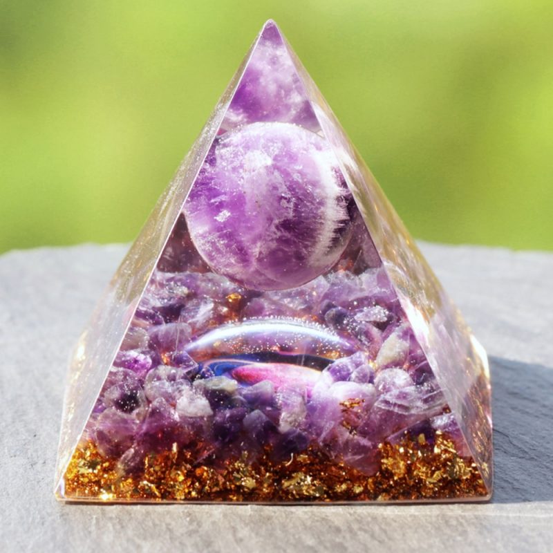 Natural Amethyst Sphere Orgone Pyramid Orgonite Energy Glow In The Dark Pyramid Prevent Radiation Cosmic Energy 2