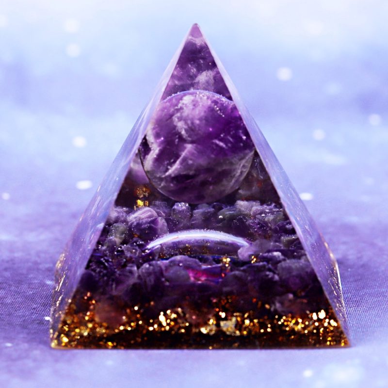 Natural Amethyst Sphere Orgone Pyramid Orgonite Energy Glow In The Dark Pyramid Prevent Radiation Cosmic Energy 3