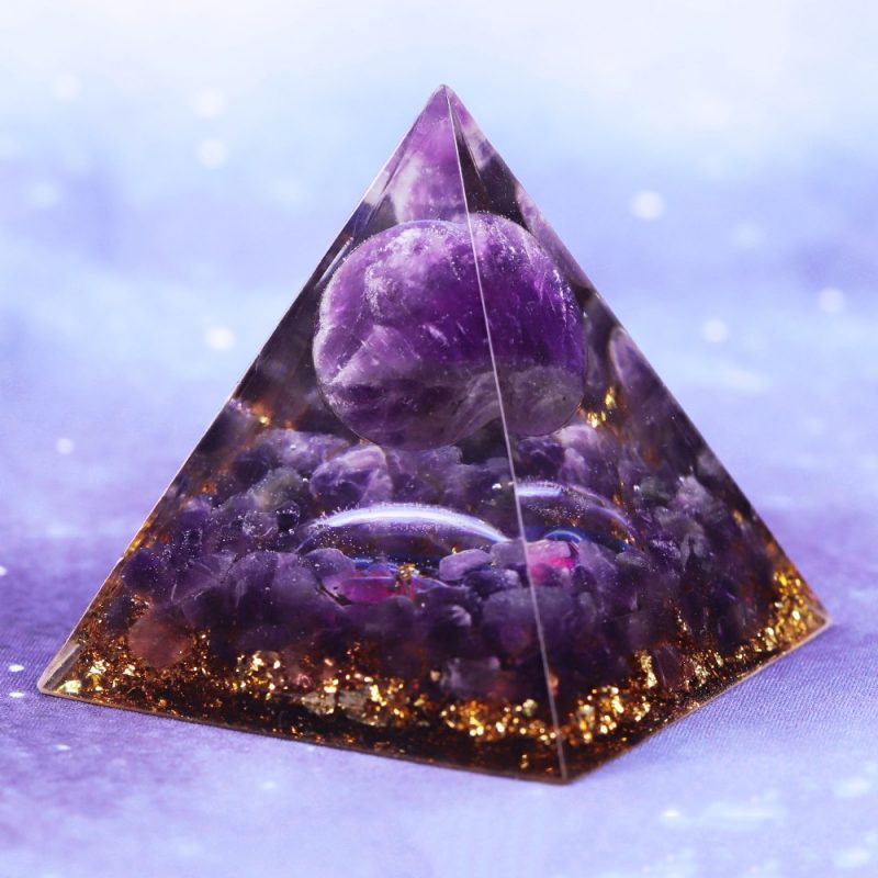 Natural Amethyst Sphere Orgone Pyramid Orgonite Energy Glow In The Dark Pyramid Prevent Radiation Cosmic Energy