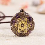 Orgonite Necklace Metatron Cube Resin Pendant Cosmic Energy Center Sign Pendant Necklace Magic Hexagram Choker Jewelry 3