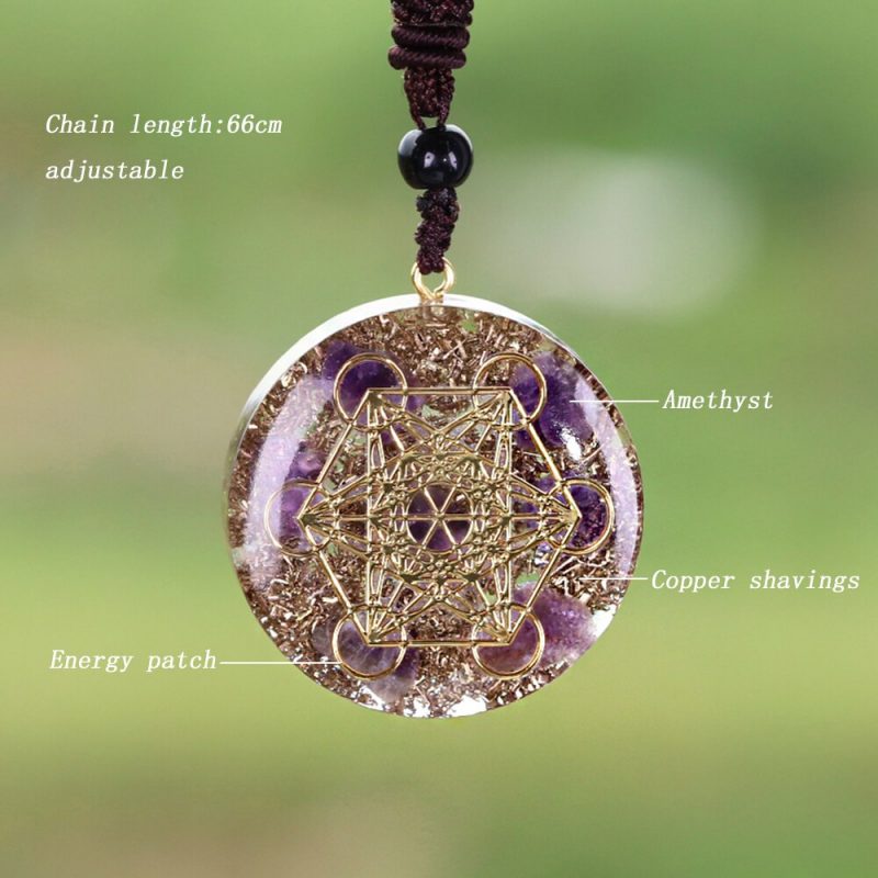 Orgonite Necklace Metatron Cube Resin Pendant Cosmic Energy Center Sign Pendant Necklace Magic Hexagram Choker Jewelry 4