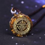 Orgonite Necklace Sri Yantra Pendant Sacred Geometry Tiger Eye Energy Necklace For Women Men Jewelry 3
