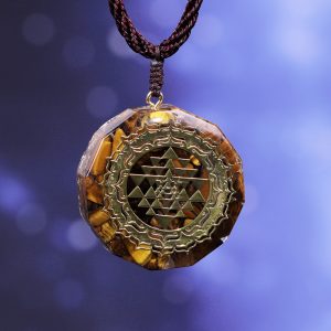 Orgonite Necklace Sri Yantra Pendant Sacred Geometry Tiger Eye Energy Necklace For Women Men Jewelry