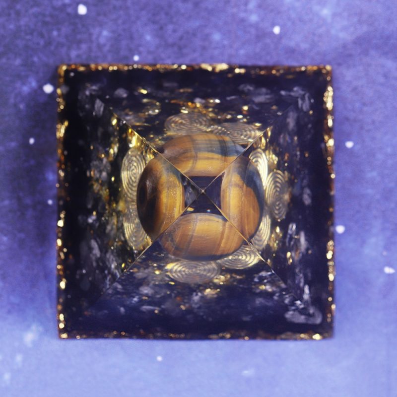 Orgonite Pyramid Chakras Tiger Eye Orgon Energy Crystals Obsidian Original Home Office Decor Resin Reiki Gift 4