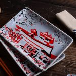 Panbado Japanese Style Porcelain Sushi Plate Set with 2XSushi Plates Dip Dishes Stick Stand Bamboo Chopsticks 5