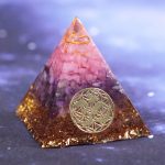 Rose Quartz Healing Orgone Pyramid with om Symbol Energy Generator Crystal Mediation Home Office Deco 2