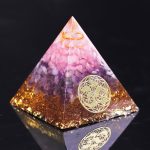 Rose Quartz Healing Orgone Pyramid with om Symbol Energy Generator Crystal Mediation Home Office Deco 4