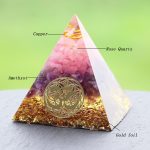 Rose Quartz Healing Orgone Pyramid with om Symbol Energy Generator Crystal Mediation Home Office Deco 5