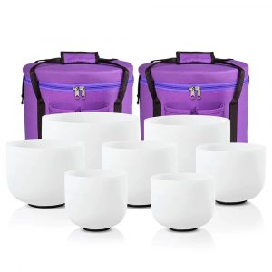 Set of 7pcs Frosted Quartz Crystal Singing Bowl with Free Carry Bags