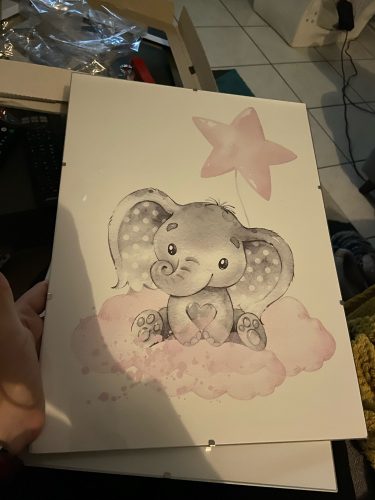 Pink Nursery and Baby Posters With Rainbow and Elephant photo review