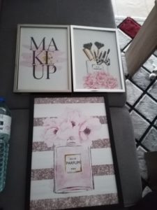 Pink Flower And Perfume Fashion Makeup Wall Art photo review