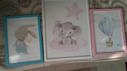 Pink Nursery and Baby Posters With Rainbow and Elephant photo review