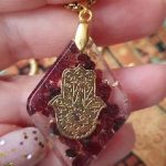 Natural Garnet Orgonite Pendant With Hand Of Fatima photo review