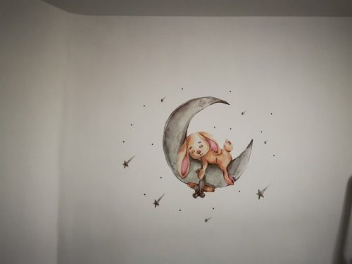 Teddy Bear Sleeping on the Moon and Stars Wall Stickers for Kids Room photo review