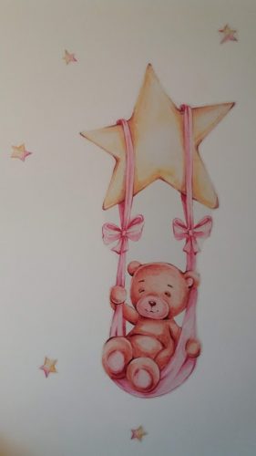 Teddy Bear Sleeping on the Moon and Stars Wall Stickers for Kids Room photo review