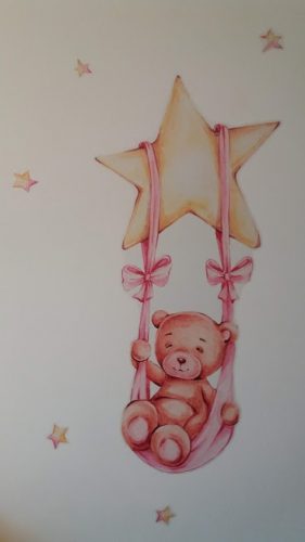 Teddy Bear Sleeping on the Moon and Stars Wall Stickers for Kids Room photo review