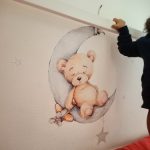 Teddy Bear Sleeping on the Moon and Stars Wall Stickers for Kids Room photo review