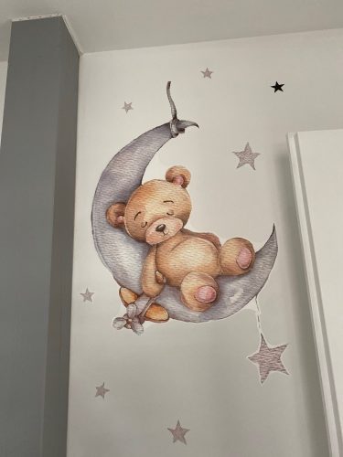 Teddy Bear Sleeping on the Moon and Stars Wall Stickers for Kids Room photo review