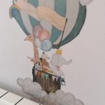 Hot Air Balloon Wall Stickers With Animals For Kids Room photo review