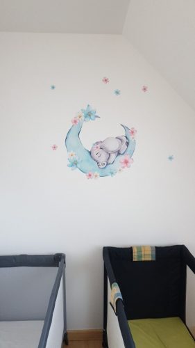 Teddy Bear Sleeping on the Moon and Stars Wall Stickers for Kids Room photo review