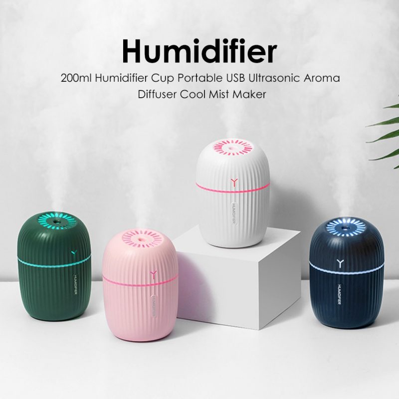 Portable 200ml Air Humidifier USB Ultrasonic Humidifier Aroma Essential Oil Diffuser Cool Mist Maker Romantic Light 1