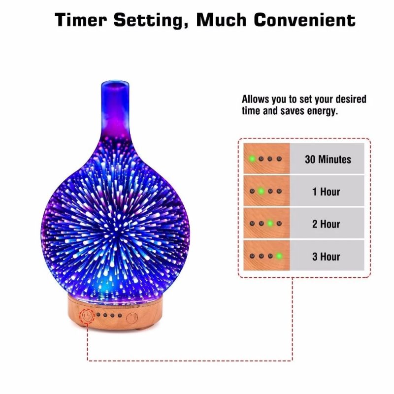 3D Fireworks Glass Aromatherapy Machines Air Humidifier Ultrasonic Essential Oil Aroma Diffuser Difusor 4 Timer BPA 3