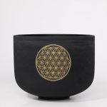 CVNC 6 12 Black Set of 7pcs Frosted Quartz Crystal Singing Bowl with Flower of life 2
