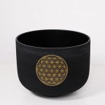 CVNC 6 12 Black Set of 7pcs Frosted Quartz Crystal Singing Bowl with Flower of life 3