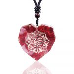 Orgonite Heart Shaped Crystal Pendant Red Coloured Glaze Reiki Healing Yoga Meditation Energy Necklace For Women