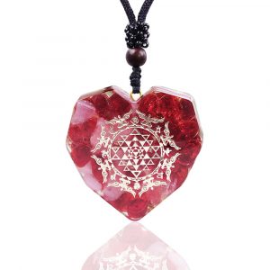 Orgonite Heart Shaped Crystal Pendant Red Coloured Glaze Reiki Healing Yoga Meditation Energy Necklace For Women