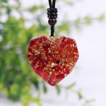 Orgonite Heart Shaped Crystal Pendant Red Coloured Glaze Reiki Healing Yoga Meditation Energy Necklace For Women 4