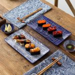 Vancasso Takaki Japanese Style Porcelain Sushi Plate Set with 2 Sushi Plates Dipping Dishes 2 Pairs