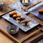 Vancasso Takaki Japanese Style Porcelain Sushi Plate Set with 2 Sushi Plates Dipping Dishes 2 Pairs 5