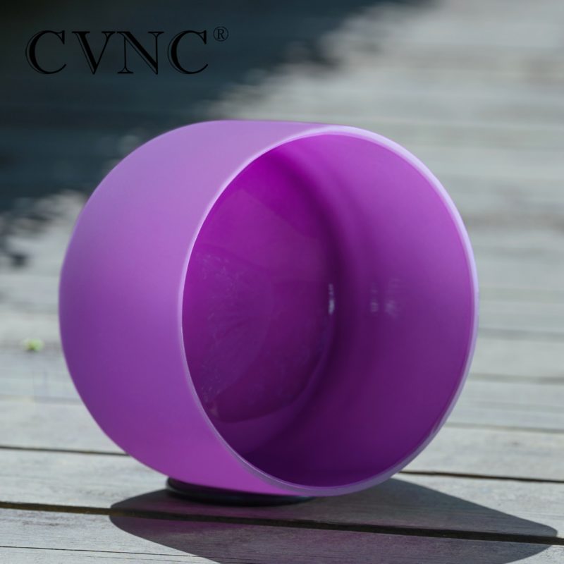 CVNC 8 Purple Color B Note Crown Chakra Quartz Frosted Crystal Singing Bowl 1