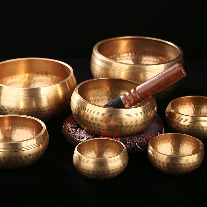 Nepal handmade Tibet Buddha sound bowl Yoga Meditation Chanting Bowl Brass Chime Handicraft music therapy Tibetan 1