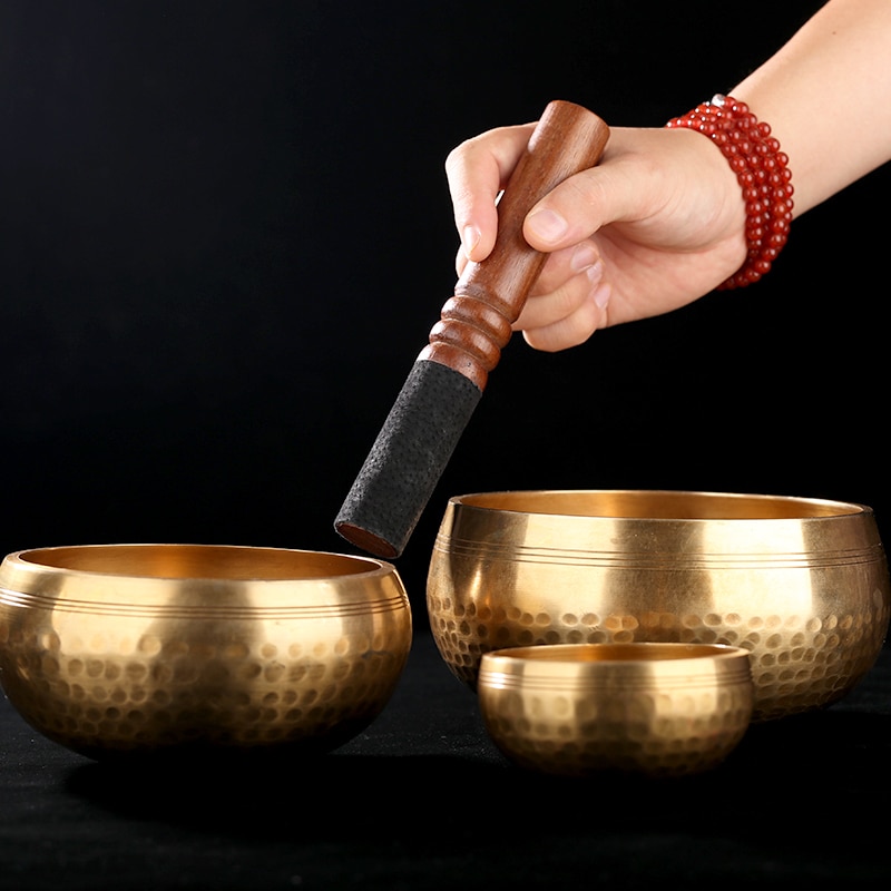 Nepal handmade Tibet Buddha sound bowl Yoga Meditation Chanting Bowl Brass Chime Handicraft music therapy Tibetan 2