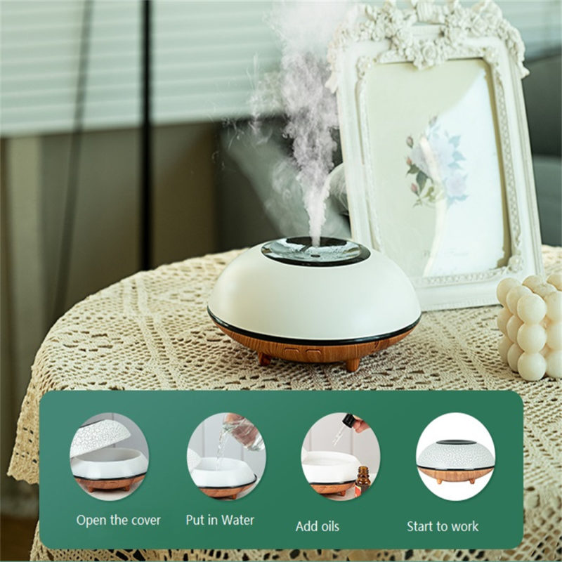 USB Air Humidifier 200ml Aromatherapy Machine Night Light Vintage Wood Grain Essential Oil Atomizer for Home 1