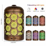 Oil Diffuser Vintage Metal Quiet Aromatherapy Humidifier Ultrasonic Essential with 7 Color Changing Lights Cute Humidifier 2