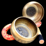 Silent Mind Tibetan Singing Bowl Set Antique Design With Dual Surface Mallet and Silk Cushion Promotes 2
