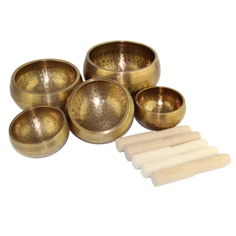 Tibetan Singing Bowl Set of 5 Meditation Sound Bowl 3 15 4 72 inch Handcrafted in 2