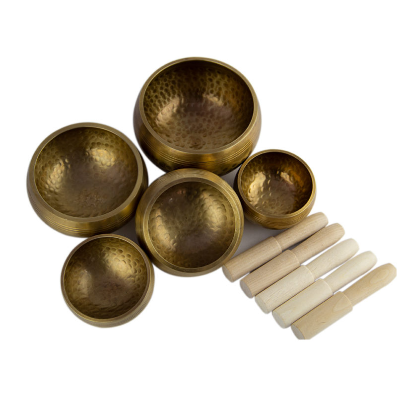 Tibetan Singing Bowl Set of 5 Meditation Sound Bowl 3 15 4 72 inch Handcrafted in 3
