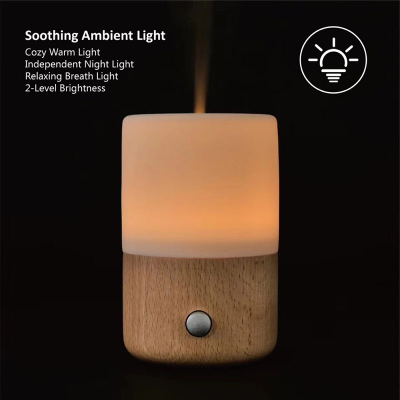 Waterless Nebulizing Essential Oil Diffuser Aromatherapy OAK Wood Handmade Ceramic LED Meditation Ambient Light Scent Fragrance 2