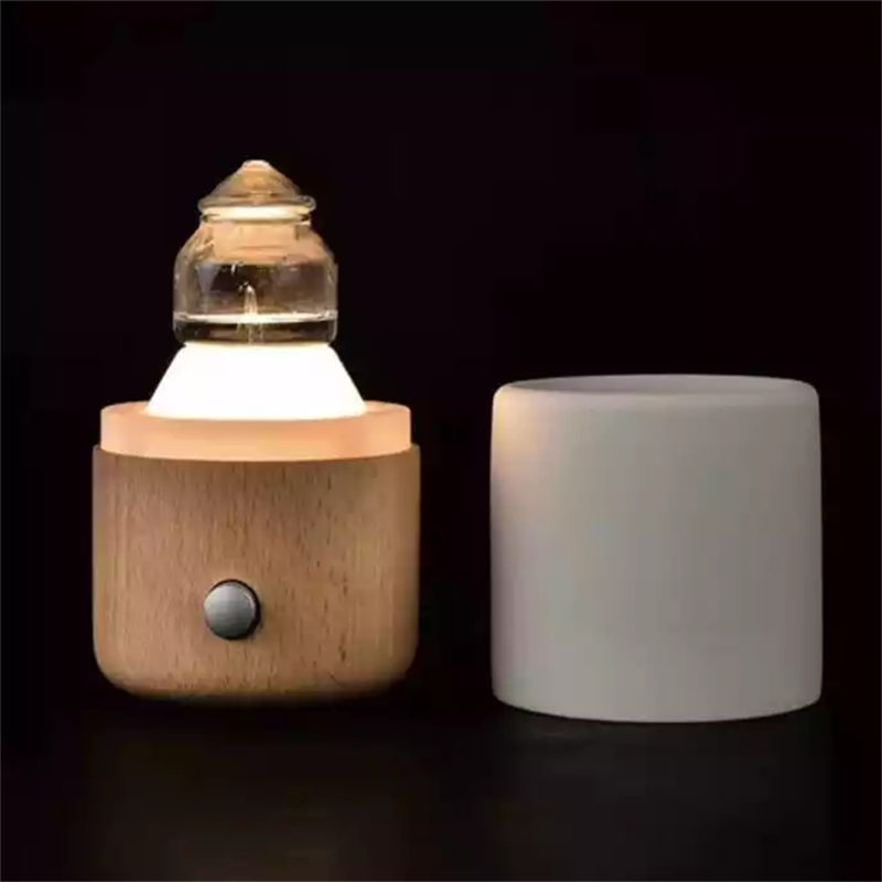 Waterless Nebulizing Essential Oil Diffuser Aromatherapy OAK Wood Handmade Ceramic LED Meditation Ambient Light Scent Fragrance 4