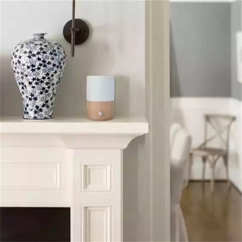 Waterless Nebulizing Essential Oil Diffuser Aromatherapy OAK Wood Handmade Ceramic LED Meditation Ambient Light Scent Fragrance 5